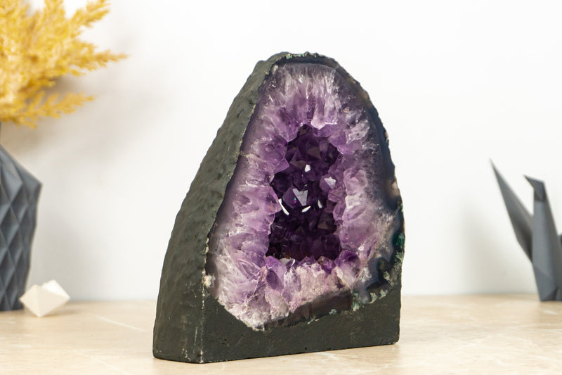 Small Purple Amethyst Geode with Large Amethyst Druzy
