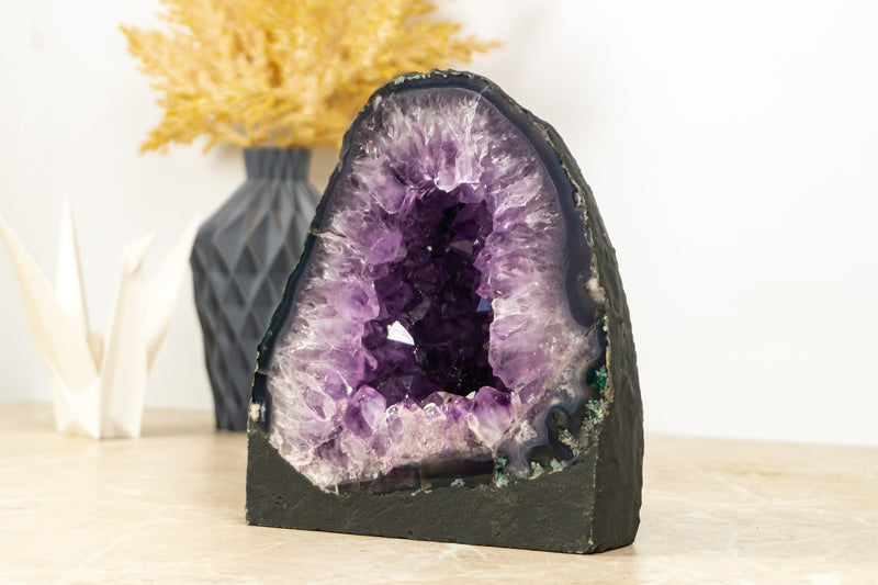 Small Purple Amethyst Geode with Large Amethyst Druzy