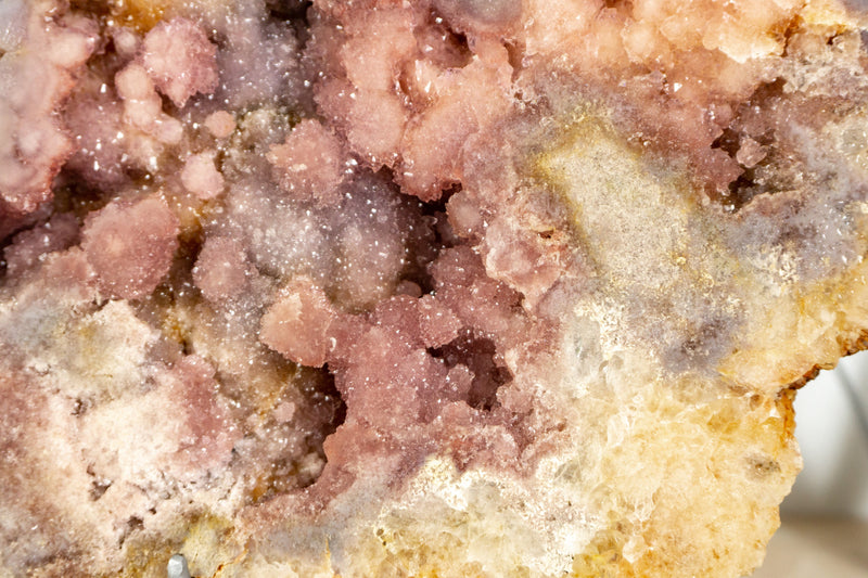 AAA Pink Amethyst Geode Slab with Deep Tone Pink Color