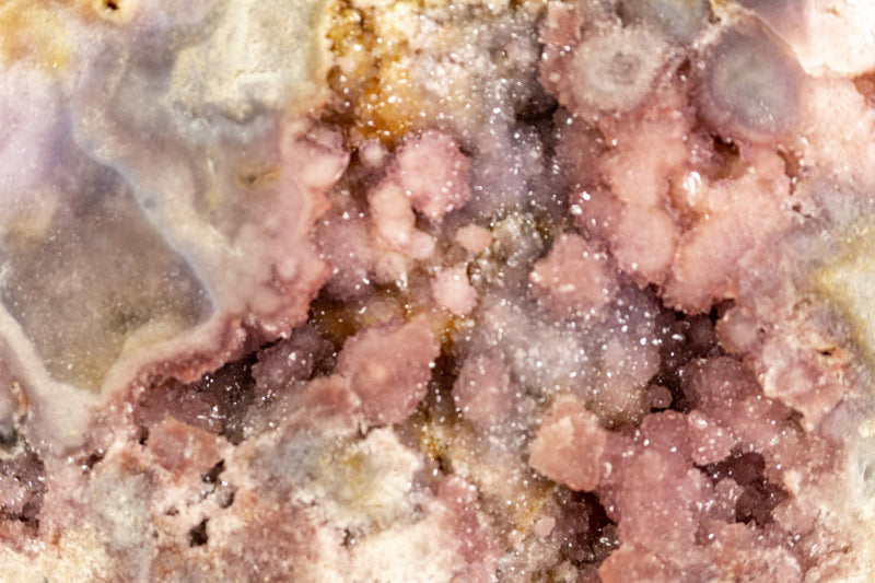 AAA Pink Amethyst Geode Slab with Deep Tone Pink Color