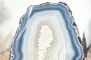 Spitzenachat-Geode, selbststehend – natürliche blau gebänderte Achat-Geode