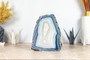Spitzenachat-Geode, selbststehend – natürliche blau gebänderte Achat-Geode