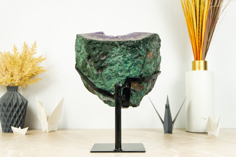 AAA Deep Purple Amethyst Geode on Stand with X-Large Druzy Points - 10 Kg 22 Lb