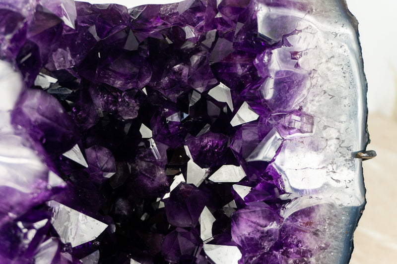 AAA Deep Purple Amethyst Geode on Stand with X-Large Druzy Points - 10 Kg 22 Lb