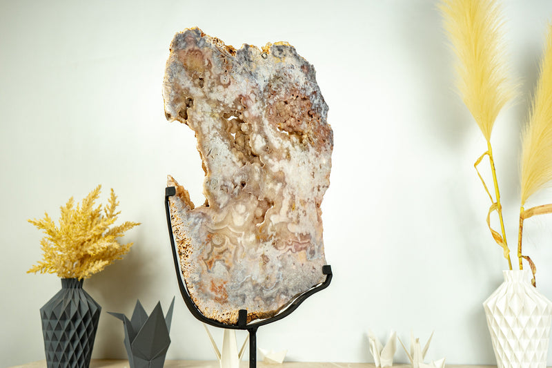 Doppelseitige rosa Amethyst-Geodenplatte mit rosa Amethyst-Druse, natürlich – 6,3 kg – 14 lb