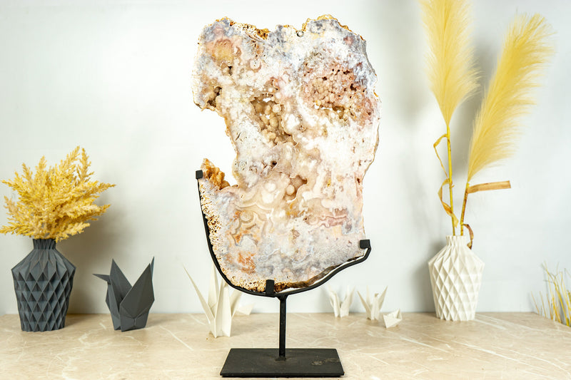Doppelseitige rosa Amethyst-Geodenplatte mit rosa Amethyst-Druse, natürlich – 6,3 kg – 14 lb