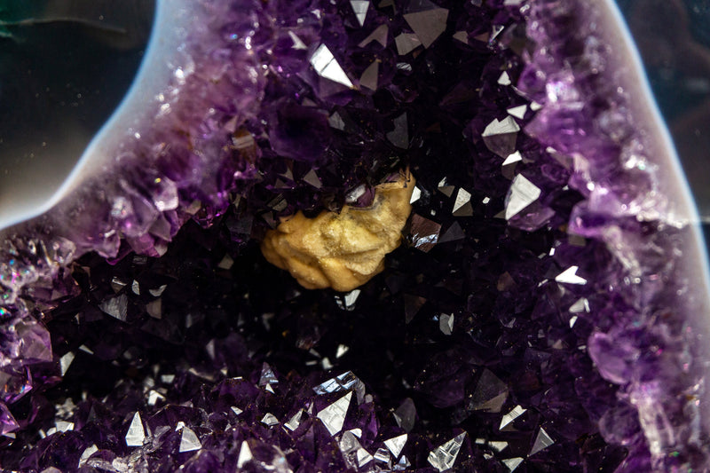 Pair of Rare Bookmatching Deep Purple Amethyst with White and Blue Banded Agate Geodes - 13 Kg - 28 lb
