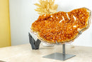 Deep Orange Citrine with Calcite Formations on Stand, 6.3 Kg - 13.9 lb - E2D Crystals & Minerals