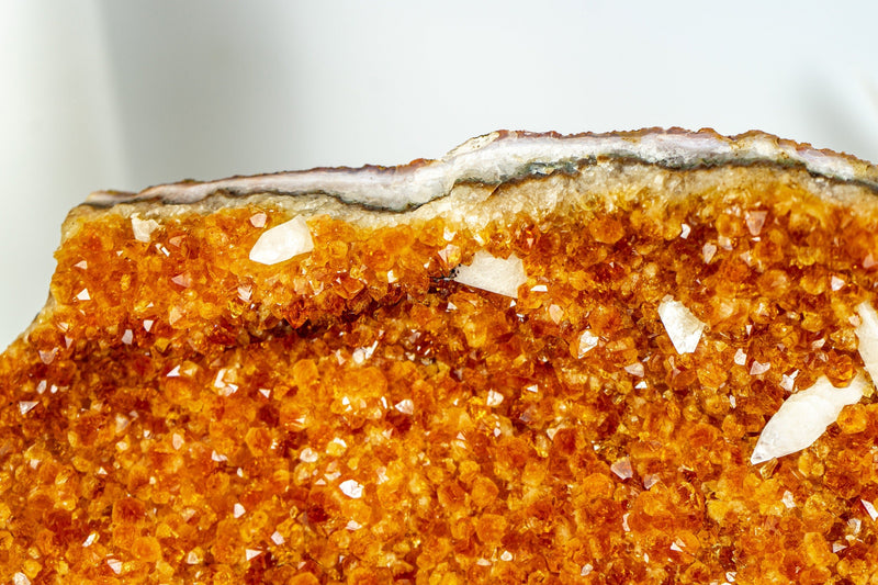 Deep Orange Citrine with Calcite Formations on Stand, 6.3 Kg - 13.9 lb - E2D Crystals & Minerals