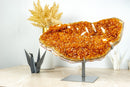 Deep Orange Citrine with Calcite Formations on Stand, 6.3 Kg - 13.9 lb - E2D Crystals & Minerals