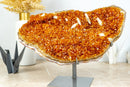 Deep Orange Citrine with Calcite Formations on Stand, 6.3 Kg - 13.9 lb - E2D Crystals & Minerals