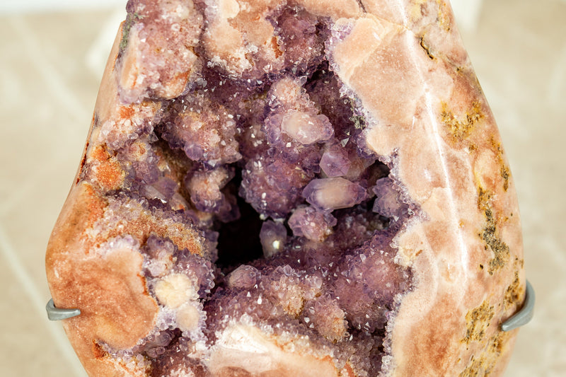 Pink Amethyst Geode on Display with Rose Amethyst Druzy - High Quality - 4.9 Kg - 10.8 lb