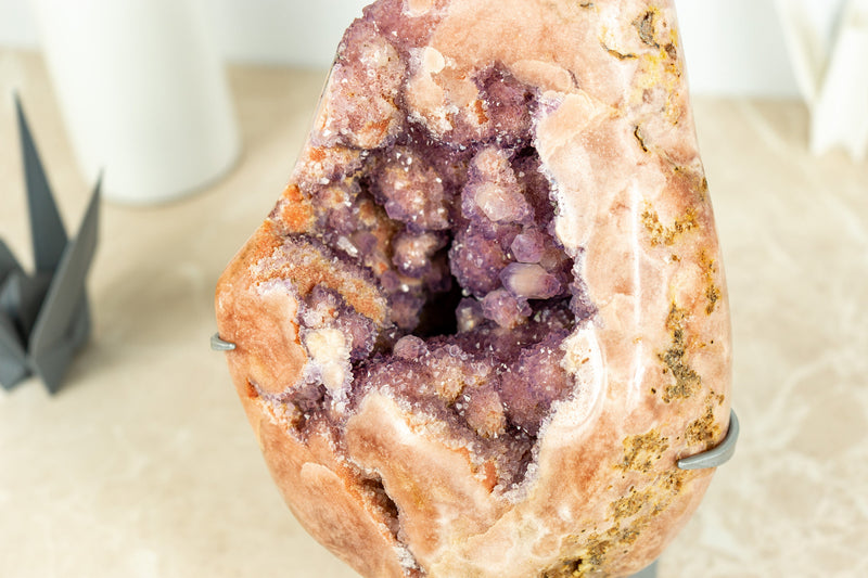 Pink Amethyst Geode on Display with Rose Amethyst Druzy - High Quality - 4.9 Kg - 10.8 lb