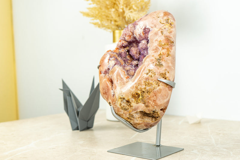 Pink Amethyst Geode on Display with Rose Amethyst Druzy - High Quality - 4.9 Kg - 10.8 lb