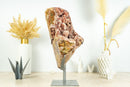 Tall Pink Amethyst Geode on Stand with Deep Colored Pink Amethyst Druzy, Rose Amethyst - 6.9 Kg - 15.1 lb
