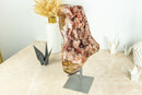 Tall Pink Amethyst Geode on Stand with Deep Colored Pink Amethyst Druzy, Rose Amethyst - 6.9 Kg - 15.1 lb