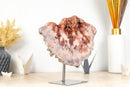 Pink Amethyst with Red Sparkly Druzy Geode on Stand, Natural, AAA - 4.1 Kg - 8.9 lb