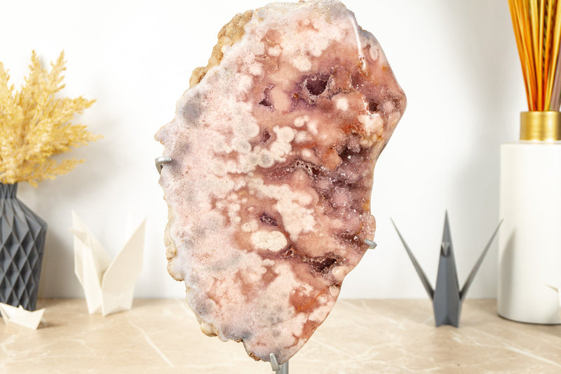 Pink Amethyst Geode, Natural Rose Amethyst Geode Slab with Druzy - 6.2 Kg - 13.7 lb