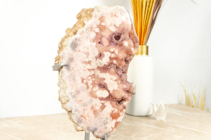 Pink Amethyst Geode, Natural Rose Amethyst Geode Slab with Druzy - 6.2 Kg - 13.7 lb