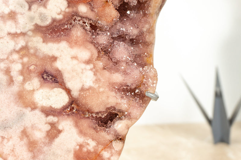 Pink Amethyst Geode, Natural Rose Amethyst Geode Slab with Druzy - 6.2 Kg - 13.7 lb