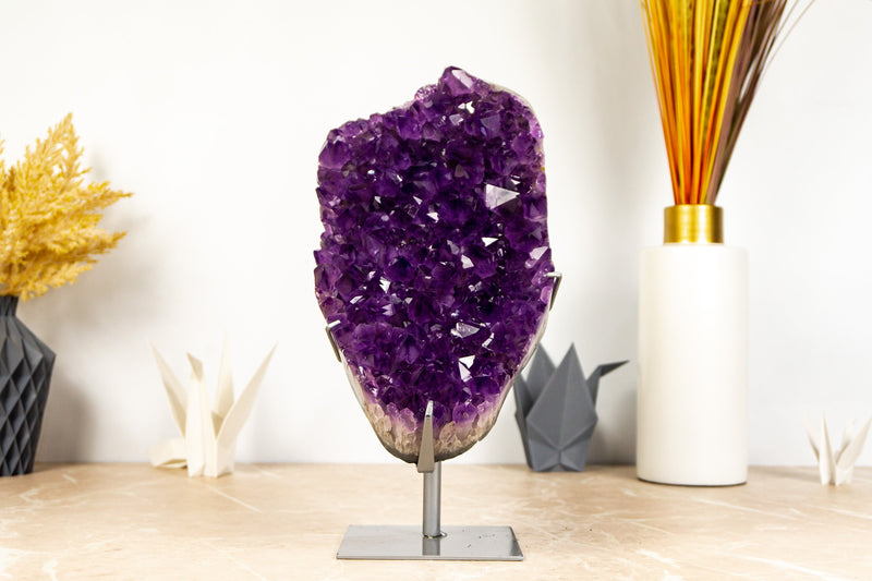 Amethyst Geode Cluster on Stand with Dark Purple Grape Jelly Amethyst - 4.7 Kg - 10.4 lb