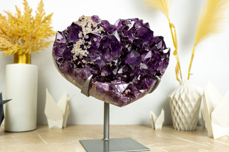 X-Large AAA Amethyst Heart with Rare Inclusions and Deep Purple, Large Amethyst Druzy 12.3 Kg - 27 lb