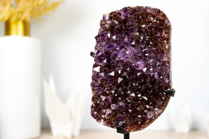 Amethyst Cluster with Golden Goethite, and Deep Purple Druzy, Ethically Sourced - 1.6 Kg - 3.4 lb