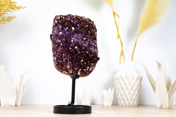 Amethyst Cluster with Golden Goethite, and Deep Purple Druzy, Ethically Sourced - 1.6 Kg - 3.4 lb