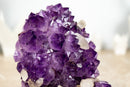 Wunderschöner Amethyst-Cluster mit Kristallkalzit, AA-Tiefviolettqualität, freistehend – 1,8 kg – 3,9 lb