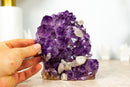 Wunderschöner Amethyst-Cluster mit Kristallkalzit, AA-Tiefviolettqualität, freistehend – 1,8 kg – 3,9 lb