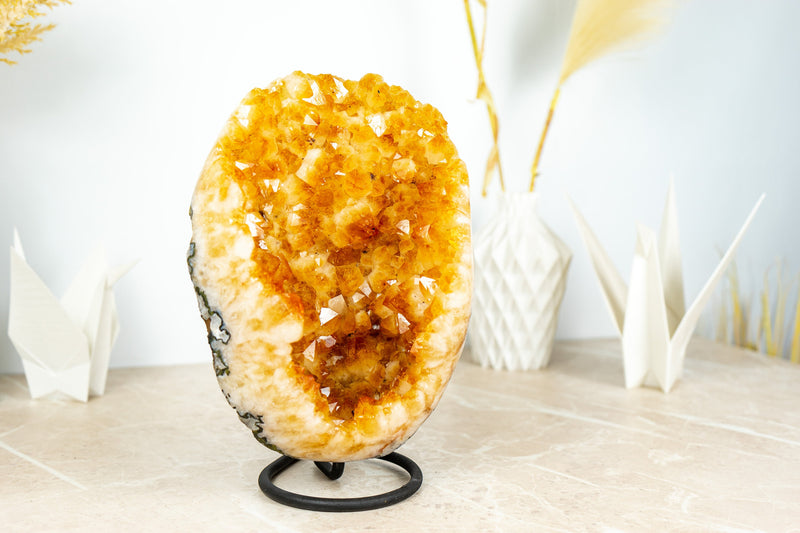 Deep Yellow Citrine Crystal Geode Cluster on Stand, Med Size - 4.3 Kg - 9.4 lb