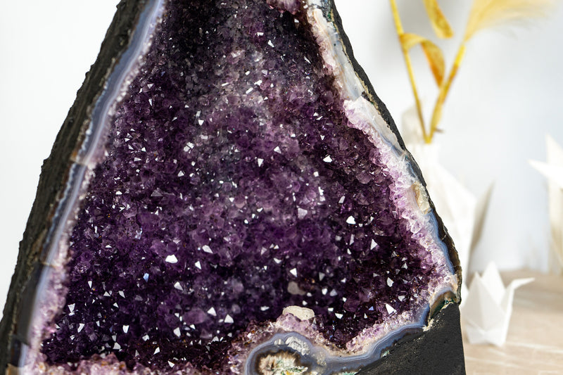 Gorgeous Amethyst Geode Cathedral with Deep Purple Druzy and many Flower Rosettes - 19.4 Kg - 42.8 lb