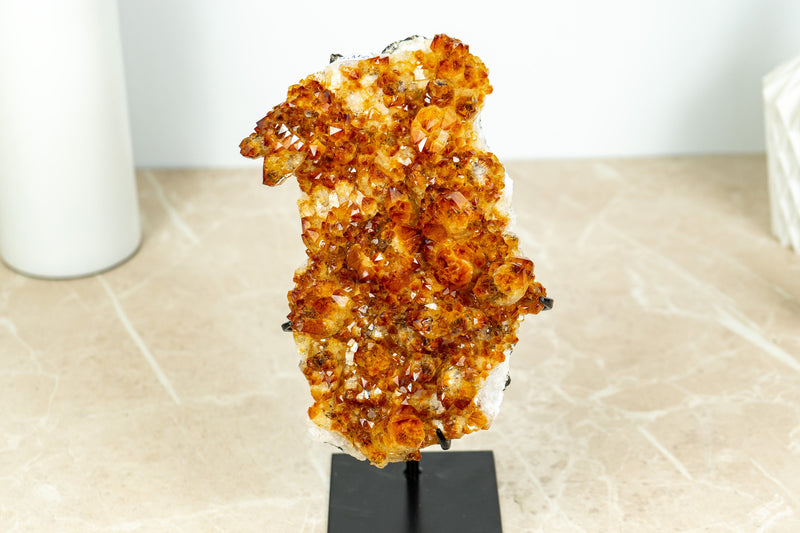 Small Citrine Crystal Cluster with Flower Rosette. Dark Orange Citrine on Display - 2.2 Kg - 4.7 lb - E2D Crystals & Minerals