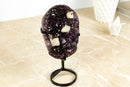 Amethyst Cluster with Geometrical Crystal Calcite, Deep Purple and Golden Goethite - 1.6 Kg - 3.5 lb
