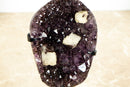 Amethyst Cluster with Geometrical Crystal Calcite, Deep Purple and Golden Goethite - 1.6 Kg - 3.5 lb