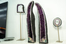 Paar extragroße, extragroße Amethyst-Kathedralgeoden auf Torbogenformation, 65 Zoll hoch, violetter Amethyst, 292 kg – 643 lb