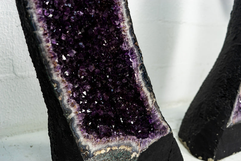 Pair of Deep Purple X-Tall and Huge Amethyst Cathedrals formed in Archway, 66 In Tall, Purple Amethyst Portal, 152 Kg - 335 lb