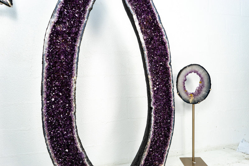 Pair of Deep Purple X-Tall and Huge Amethyst Cathedrals formed in Archway, 66 In Tall, Purple Amethyst Portal, 152 Kg - 335 lb