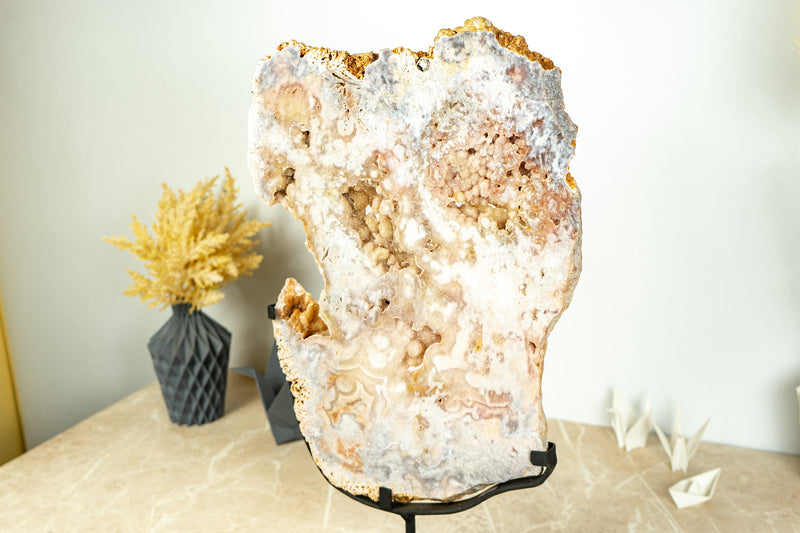 Doppelseitige rosa Amethyst-Geodenplatte mit rosa Amethyst-Druse, natürlich – 6,3 kg – 14 lb