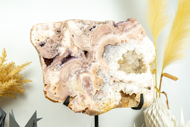 Rare Pink and White Amethyst Geode with Shiny Colorful Druzy, Natural - 12.7 Kg - 27.9 lb