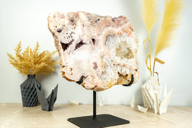 Rare Pink and White Amethyst Geode with Shiny Colorful Druzy, Natural - 12.7 Kg - 27.9 lb