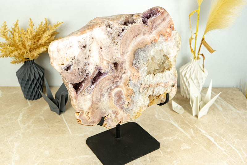 Rare Pink and White Amethyst Geode with Shiny Colorful Druzy, Natural - 12.7 Kg - 27.9 lb