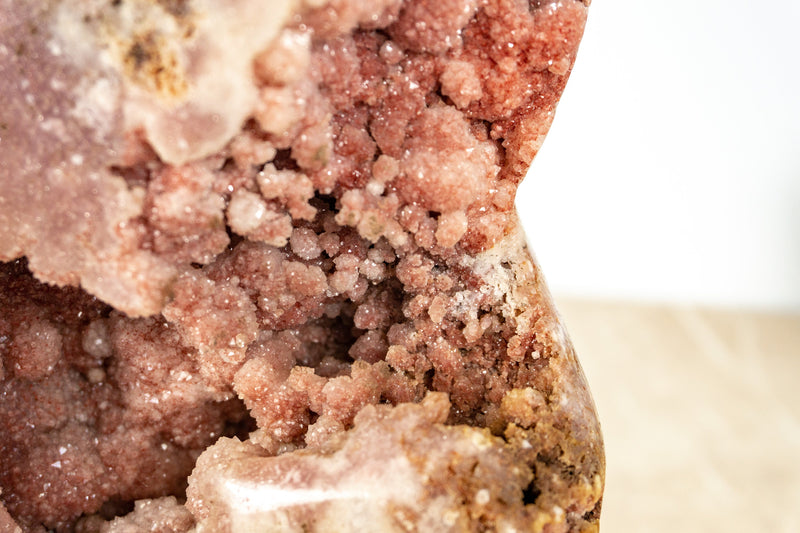 Pink and Red Amethyst Geode on Stand with Shiny Pink Druzy,