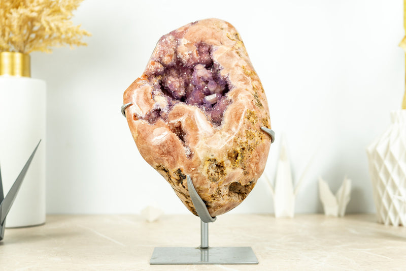 Pink Amethyst Geode on Display with Rose Amethyst Druzy - High Quality - 4.9 Kg - 10.8 lb