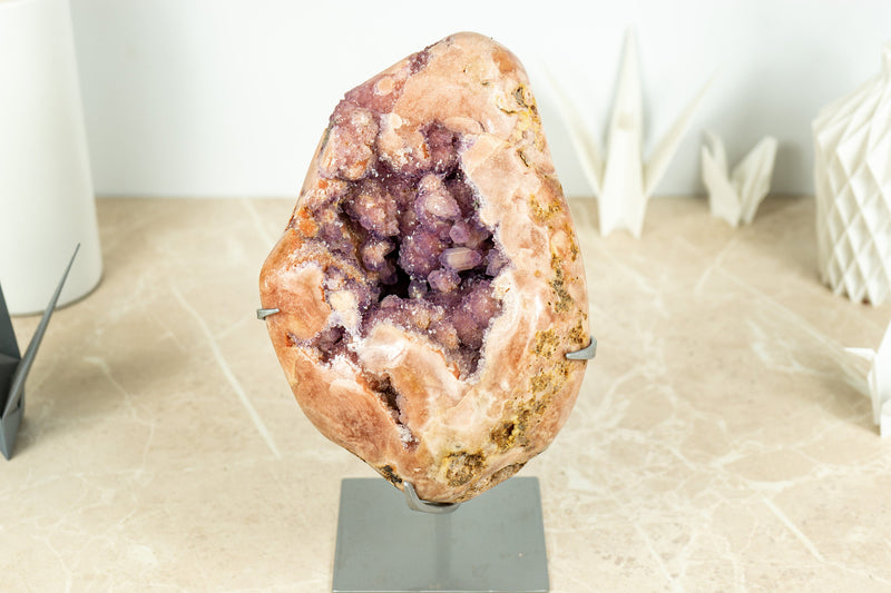 Pink Amethyst Geode on Display with Rose Amethyst Druzy - High Quality - 4.9 Kg - 10.8 lb