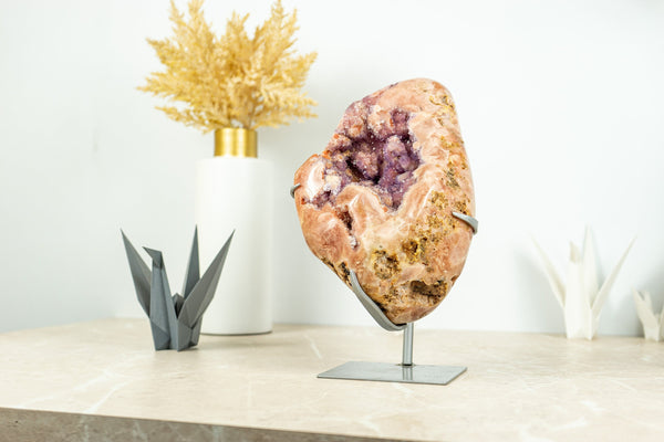 Pink Amethyst Geode on Display with Rose Amethyst Druzy - High Quality - 4.9 Kg - 10.8 lb
