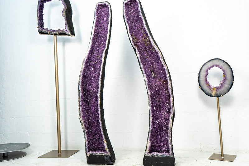 Pair of Purple, X-Tall and Large Amethyst Geode Cathedrals formed in Archway, 57 In Tall, Amethyst Portal, 149 Kg - 329 lb