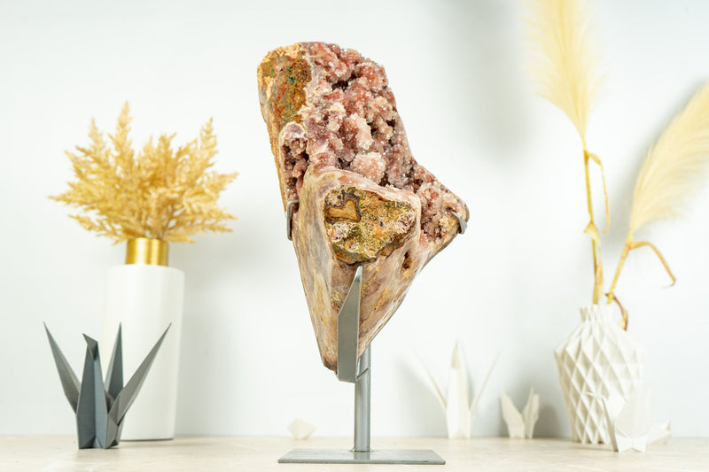 Große rosa Amethyst-Geode auf Ständer mit dunkelrosa Amethyst-Druse, rosa Amethyst – 6,9 kg – 15,1 lb