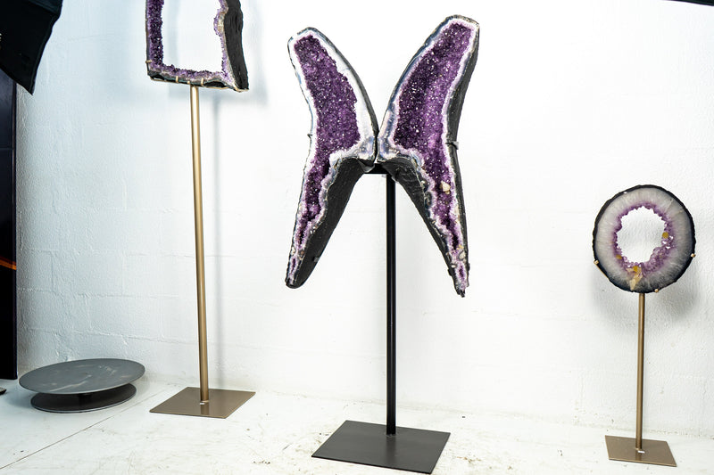 Gorgeous Agate Geode Wings with Lavender-Purple Amethyst Druzy - Butterfly Angel Wings - 56 Inches Tall - 71 Kg - 156 lb