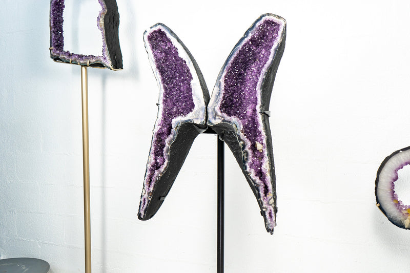 Gorgeous Agate Geode Wings with Lavender-Purple Amethyst Druzy - Butterfly Angel Wings - 56 Inches Tall - 71 Kg - 156 lb
